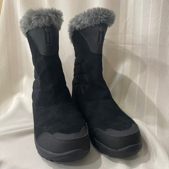 COLUMBIA BOOTS 200 GRAMS WINTER SNOW 
WARM COZY Sz 7 FAUX FUR/ LEATHER GOTHCORE - Picture 12 of 13